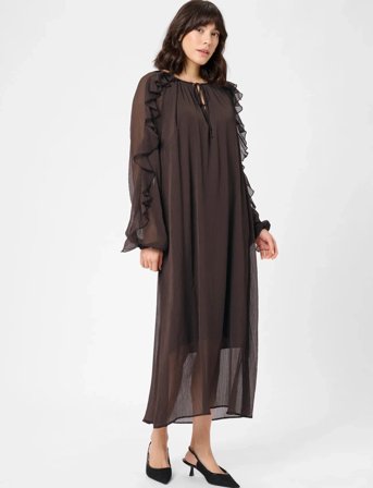Kaffe Kamila Chiffon Dress - Brown - 36