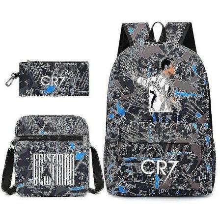 Fotballstjerne C Ronaldo CR7 trykt ryggsekk rundt studenten tredelt ryggsekk