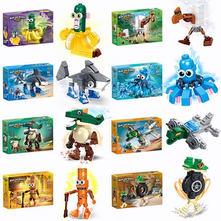 8 stk. Tung Tung Sahur træpind mand banan abe bygge sko haj byggeklods ornament, Klassiker fra bjerge og have