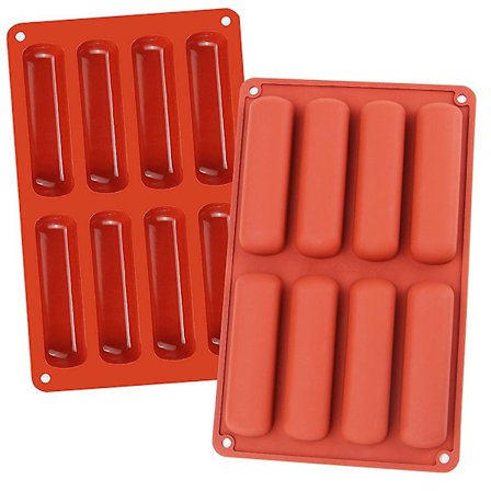 2 st 8-håliga silikonformar, silikonform för bakning av kexpinnar, form för kakor och choklad, långa remsor eclairform för chokladkexstavar