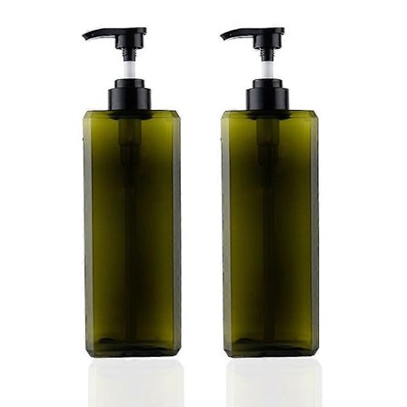 2-pakning 1000 ml pumpeflaske dispenser, gjenfyllbar firkantet plast lotion dispenser, tom lotion pumpeflaske for såpe lotion sjampo overraskelsesgave