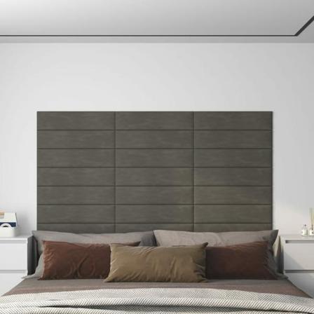 Vidaxl Väggpaneler 12 St Mörkgrå 60x15 Cm Sammet 1,08 M² Grå