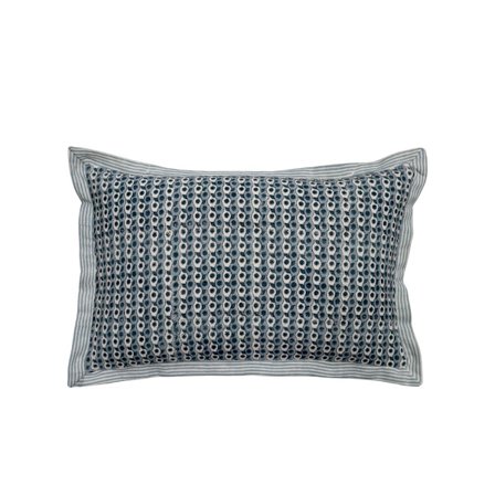 Dekorativ blå og antracitgrå pude 60x40cm stof