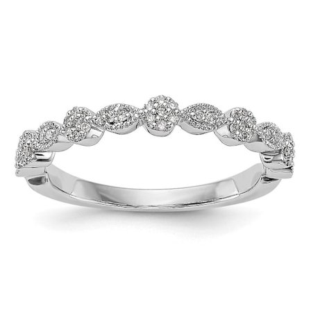 14k Hvidguld Fancy 1/6 Carat Diamant Vielsesring Størrelse 7.00 Smykker til Kvinder - 2.6 Gram .15 dwt