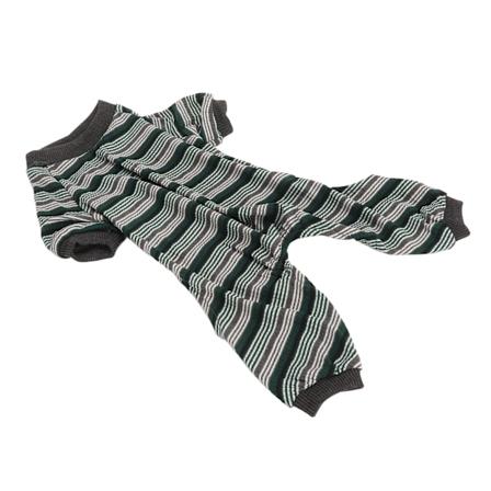 Raidallinen koiran pyjamapeitto Pehmeä joustava kevätkesä Onesie pentu pyjamapeitto valokuvausjuhliin Vihreä L