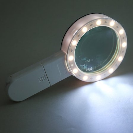 Lupe med 12 LED-lys, 30x dobbelt glas