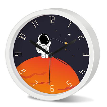 Sød Astronaut Vækkeur/13cm Børnevækkeur/Batteridrevet/Stille Uden Tikken/Rund Dekoration til Drenge & Piger Værelse
