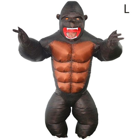Morsomt Oppblåsbar Gorilla Kostyme Kompatibel med Voksne Nyhet Fancy Dress Party Klær Maskerade Cosplay Party Kostyme Brun