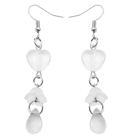 Lange Vedhængsøreringe Blomst Hjerte Vanddråbe Charm Øreringe Temperament Klar Glasur Dingle Øreringe Mode Smykker