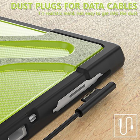 Unik designfodral för Surface Pro 4/5/6/7/7+ med handrem, tangentbordsrem (inget tangentbord), justerbart stativ, kraftigt skyddsfodral, stöttåligt