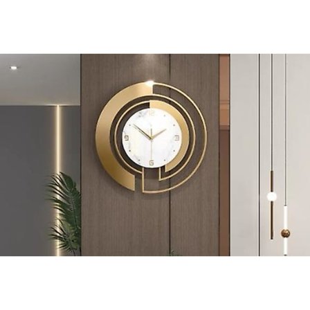 Trendig väggklocka, modern lätt lyx, trendig väggklocka i metall, tyst väggklocka utan tickande med glaslock, modern väggdekoration för hemmet