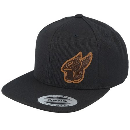 Born To Ride - Svart snapback Keps - Live Fast Helmet Brown Patch Black Snapback @ Hatstore