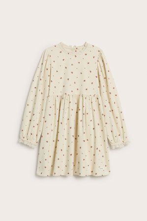 Newbie | Sukienka w kwiaty, ze sztruksu | Jasnobeżowy