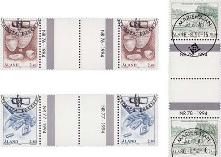 Åland - MICHEL 88-90 - Stemplede gutterpairs