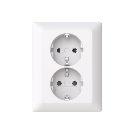 ABB Saga 302EUJM-916 Stikkontakt 2-veis, innfelt, multipakning, Strømbrytere & vegguttak