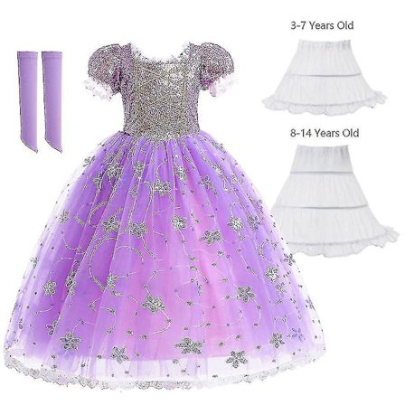 Princess Rapunzel Klänning För tjejer Eleganta lila klänningar Fancy karnevalsdräkt Barnbal Aftonklänningar Halloween Rollspel Klänningar Z X