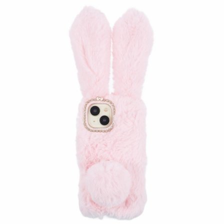 Fluffy Rabbit iPhone 15 skal - Rosa