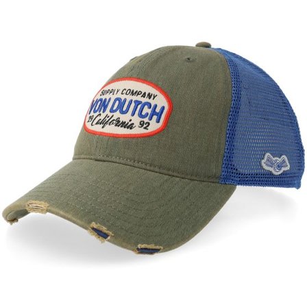Von Dutch - Grön trucker Keps - Distressed Green/Blue Trucker @ Hatstore