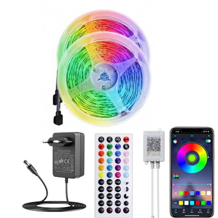 20M LED Strip-lys med Bluetooth-controller, 24V 5050 RGB LED-lys