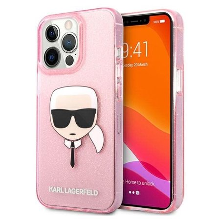 Karl Lagerfeld Glitter Karl's Head-etui til iPhone 13 Pro Max - Pink