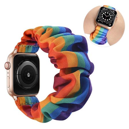 Apple Watch 40mm elastic hairband style watch strap - Rainbow / Size: L