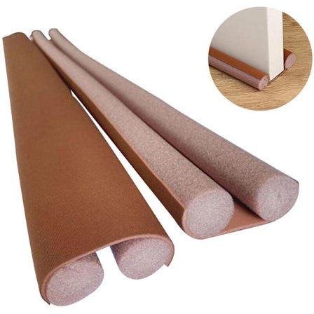 Stopper til dobbeltdøre, dørbundstætningsliste, støjblokering til isolering og lydisolering af døren, længde 95 cm justerbar, brun