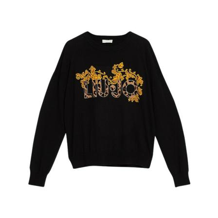 Liu Jo Liu Jo Wool and cotton sweater with animal print Sort, Dame