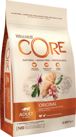 CORE Petfood - Cat Adult Original Kornfri Kalkun & Kylling Tørr 4kg - Katt - Kattefôr & kattemat - Tørrfôr for katt - ZOO.no