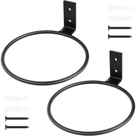 2-pak Blomsterpotteholder Plant Holder Ring Væg Blomsterpotteholder Ring til Vægmontering, til Plantepotter Sort (6 tommer)