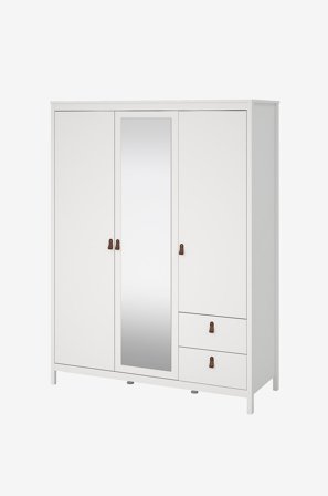 Tvilum - Madrid Garderob med 2 dörrar + 1 spegeldörr + 2 lådor - Vit - Garderober - Från Homeroom