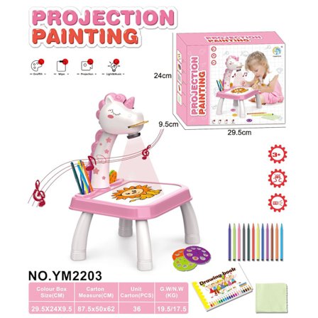 Enhörningsprojektor med penna, rosa