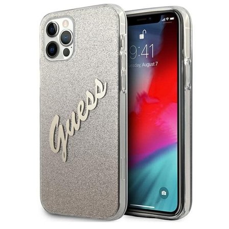 Guess GUHCP12LPCUGLSGO iPhone 12 Pro Max 6,7" guld/guld hårda fodral Glitter Gradient Script