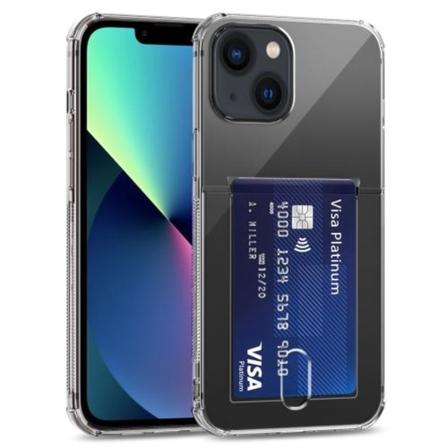 Iphone 14 Skal Tpu Med Kortfack Transparent