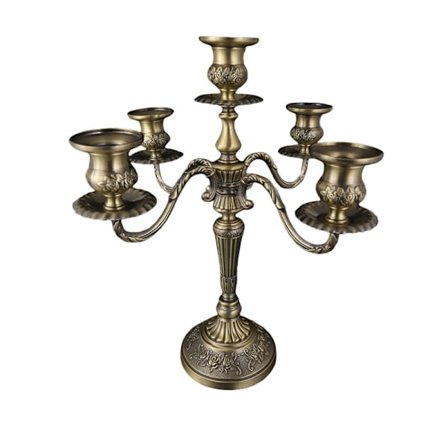 Antiikkinen Sinkkiseoskynttilänjalka - Vintage Koristeellinen Keskipiste Bronze