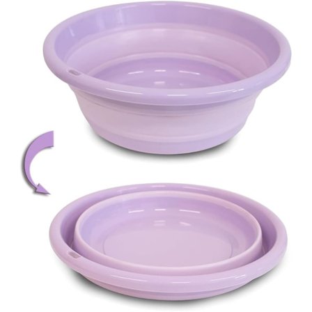 st Hopfällbart Handfat, Plastbalja (31cm, Lila) Hopfällbar Tvättkorg, Liten Balja, Hopfällbar Skål, Användbar i Badrum, Kök, Trädgård, Camping, Th