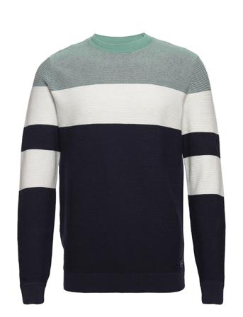 Structured Knit Pullover Neulepaita Pyöreä Kaula-aukko Monivärinen/Kuvioitu Tom Tailor