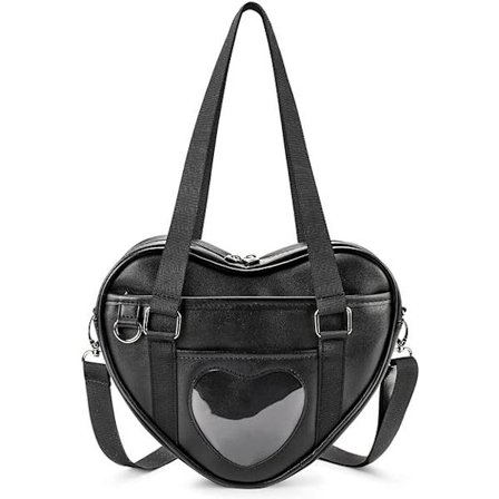 Ita Taske Crossbody Hjerteformet Pung til Anime Pins Display, ZQKLA