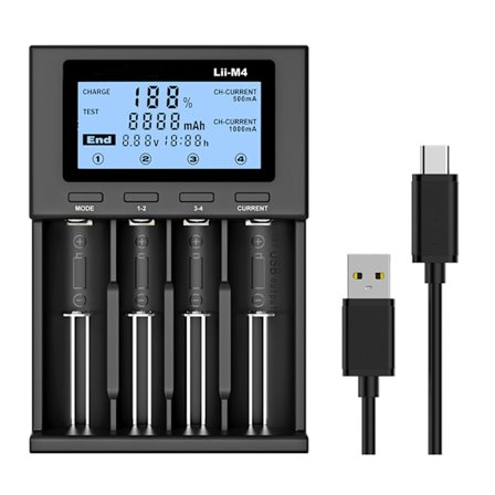18650 batteriladdare 4 platser för smart laddning Säkerhet Snabbladdning 18650 batteri