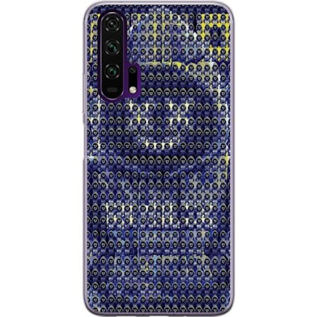 Kompatibelt Mobilskal till Honor Honor 20 Pro Upprepande mönster med mystiska hoodie-figurer i blått och gult, grafisk gaming-inspirerad bakgrundsd