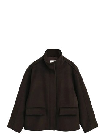 Short Wool Jacket With Zip Brown GANT