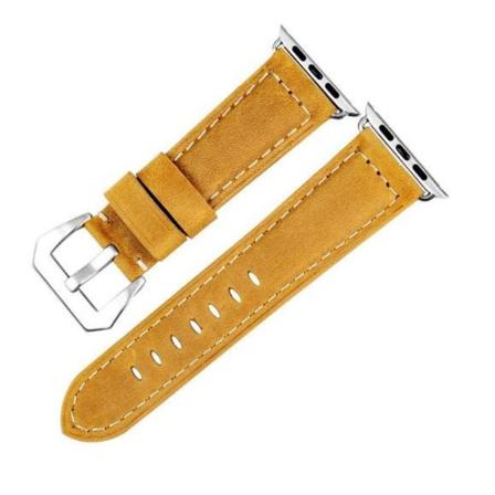 Watchband I Äkta Läder Till Apple Watch 42mm - Ljusbrun Brun