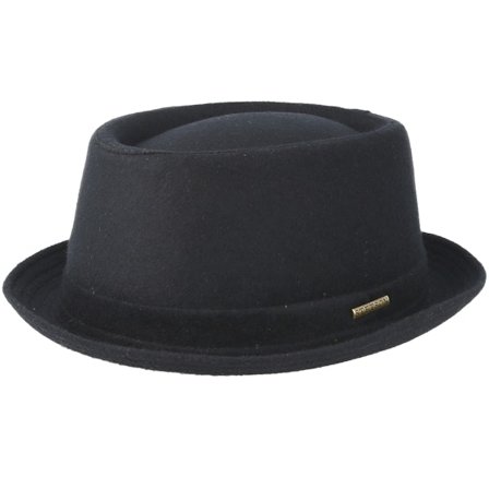 Stetson - Sort porkpie Hat - Wool Black Pork Pie @ Hatstore