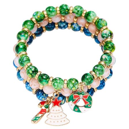 Farverigt perlearmbånd, 18 cm legeringsmateriale, 4 stilarter tilgængelige, julefrokostdekoration [YJD]