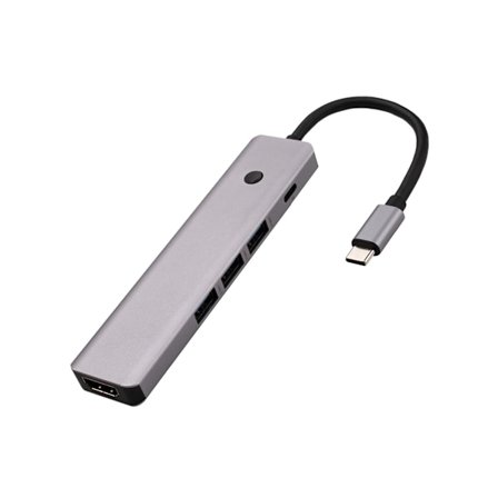 USB-hubb 5-i-1 USB C Multiadapter med 1*4K-port, 1*100W PD och 3*USB 3.0 för Macbook Pro/Air Mac Pro Imac Surface Pro Xps YEMAESRE