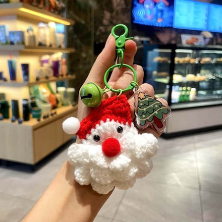 Färdig Handgjord Stickad Tomte Nyckelring Berlock Söt Kreativ Ull Juldekoration Present