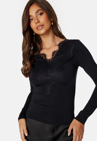 Pieces Ilu LS Top Black Klær