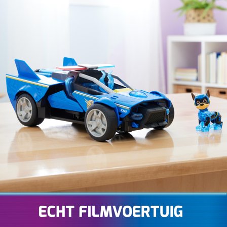 SPINMASTER PAW Patrol : Der Mighty Kinofilm, 40cm langes Chase Deluxe Superhelden-Raketenfahrzeug inkl. Chase Figur, Licht und Geräuschen, Spielzeug