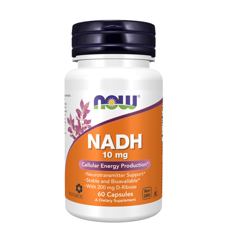 Now Foods NADH 10 mg + 200 mg Ribose 60 kapsler