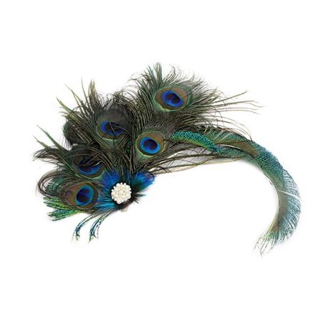 Påfuglefjer Fascinator Clips Hårpynt Flapper Hårklemmer Kentucky Gatsby Teselskab Bryllup Derby Forestilling til Kvinder Grøn