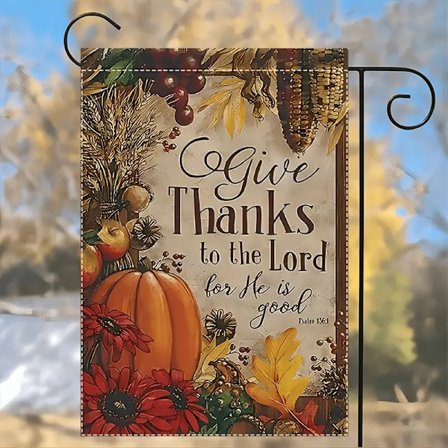 Thanksgiving Haveflag - Dobbeltsidet, 30x45 cm, Udendørs Terrasse Dekoration, Egnet til Sæsonbestemte og Have Dekorationer